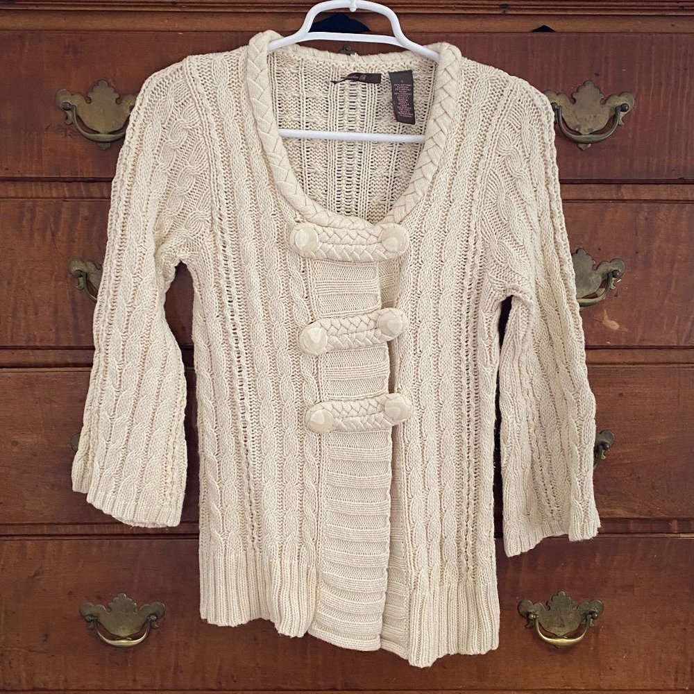 HEATHER B COTTON SWEATER CARDIGAN BUTTONS SIZE S